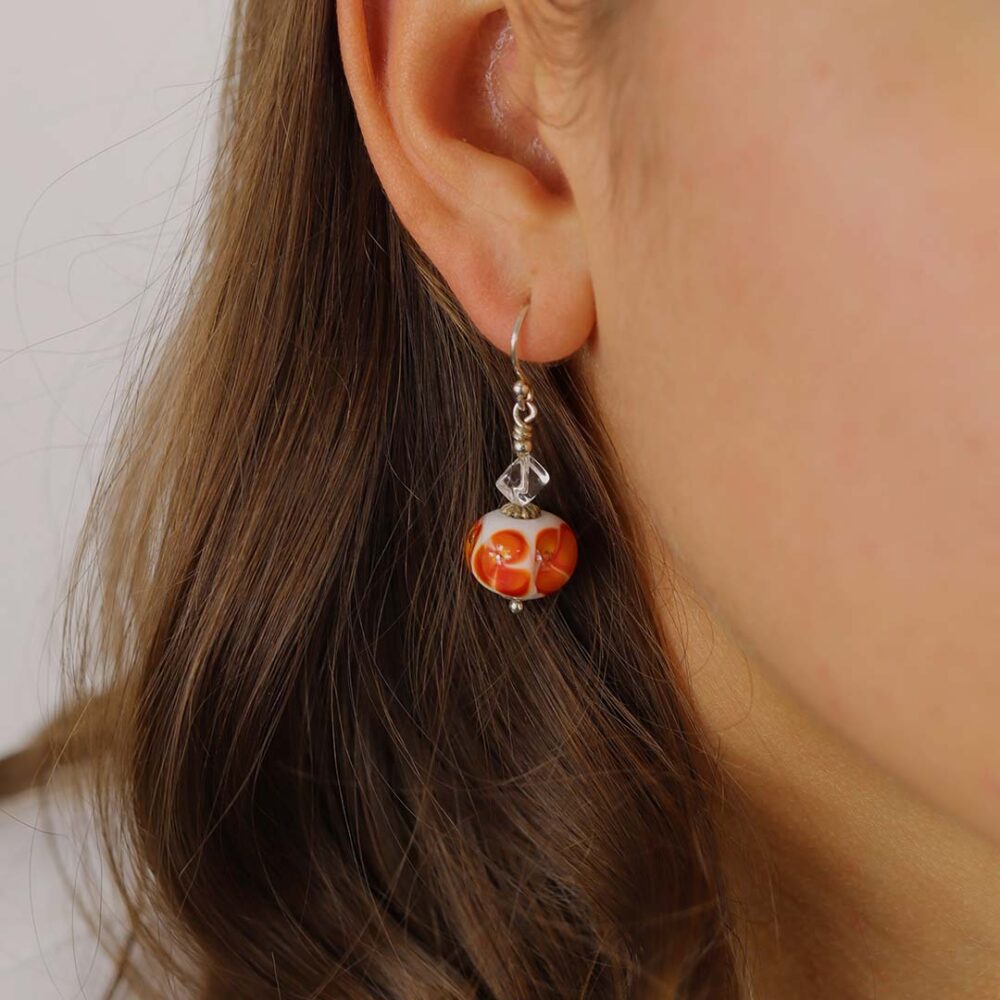 Heidi Orange Floral Glass Drop Earrings Heidi Kjeldsen Jewellery model ER4715