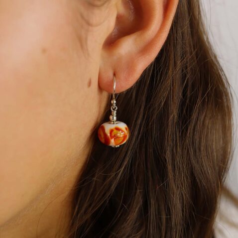 Heidi Orange Glass Earrings by Heidi Kjeldsen Jewellery ER2418 model