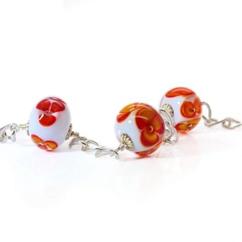 Orange Floral Murano Glass Bracelet By Heidi Kjeldsen Jewellery BL1311 B