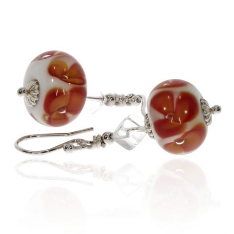 Murano Glass Orange Flowers and Rock Crystal Earrings by Heidi Kjeldsen Jewellery ER4715 Side