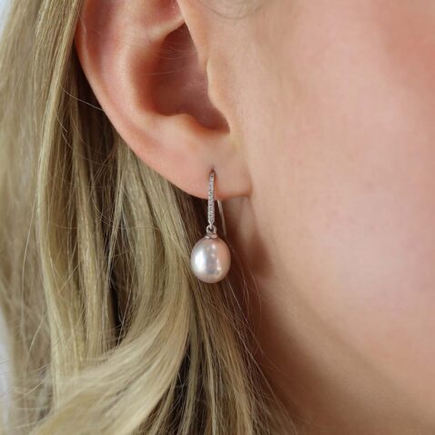 Alma Pink Drop Pearl and Diamond Earrings Heidi Kjeldsen Jewellers ER2458