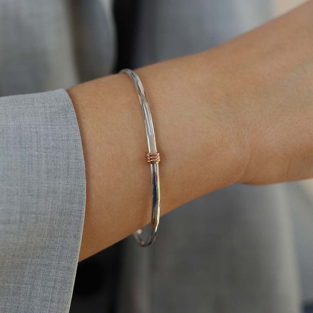 Alma Rose Gold and Sterling Silver Bangle Heidi Kjeldsen Jewellers BL4180