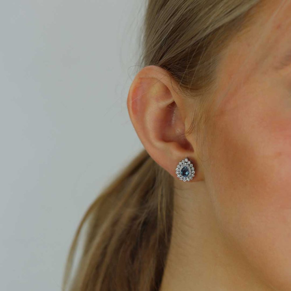Aquamarine and Diamond Pear Shaped Earrings By Heidi Kjeldsen Fine Jewellers ER4683 model