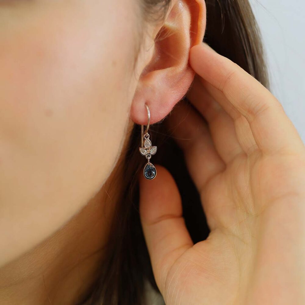 Asta Aquamarine Diamond Drop Earrings Heidi Kjeldsen Jewellery ER4684 model