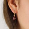 Heidi Kjeldsen Jewellery Pink Tourmaline and Cultured Pearl Earrings ER2374 model2