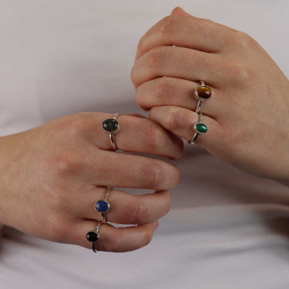Moss Agate and Silver Ring by Heidi Kjeldsen Jewellery R1553 Model