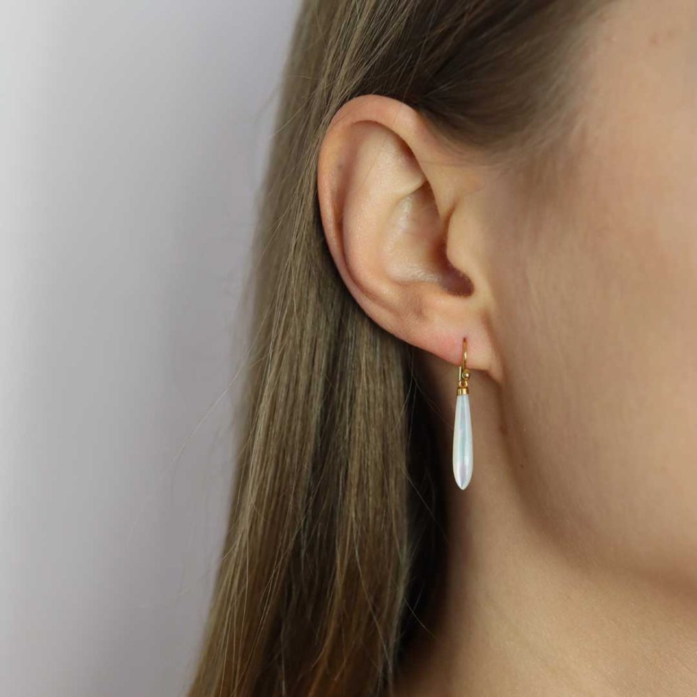 Mother of Pearl and Gold Drop Earrings By Heidi Kjeldsen Jewellers Model ER4701