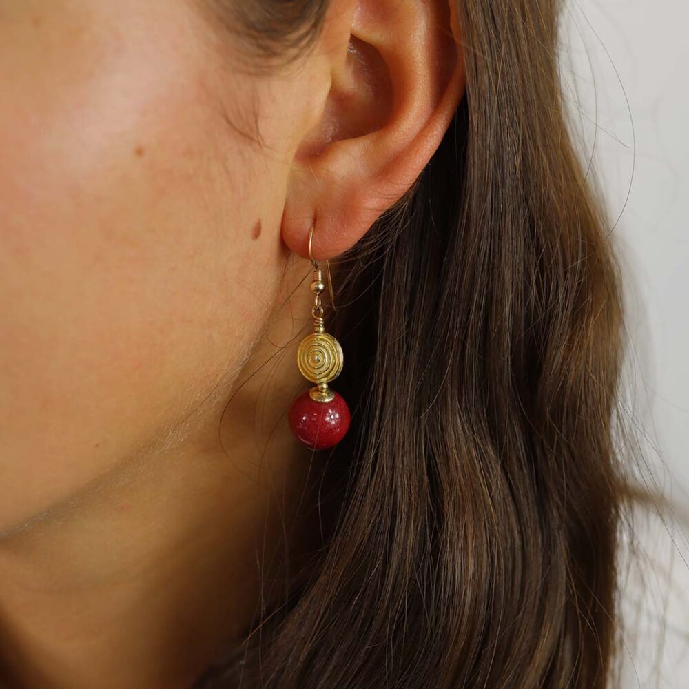 Naja Red Agate Drop Earrings Heidi Kjeldsen Jewellery model ER4720 2