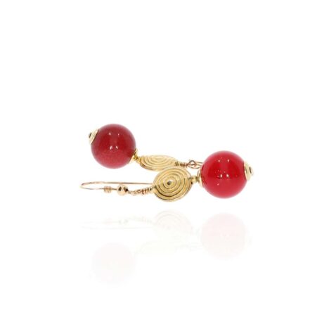 Naja Red Agate Gold Filled Drop Earrings Heidi Kjeldsen Jewellery ER4720 white