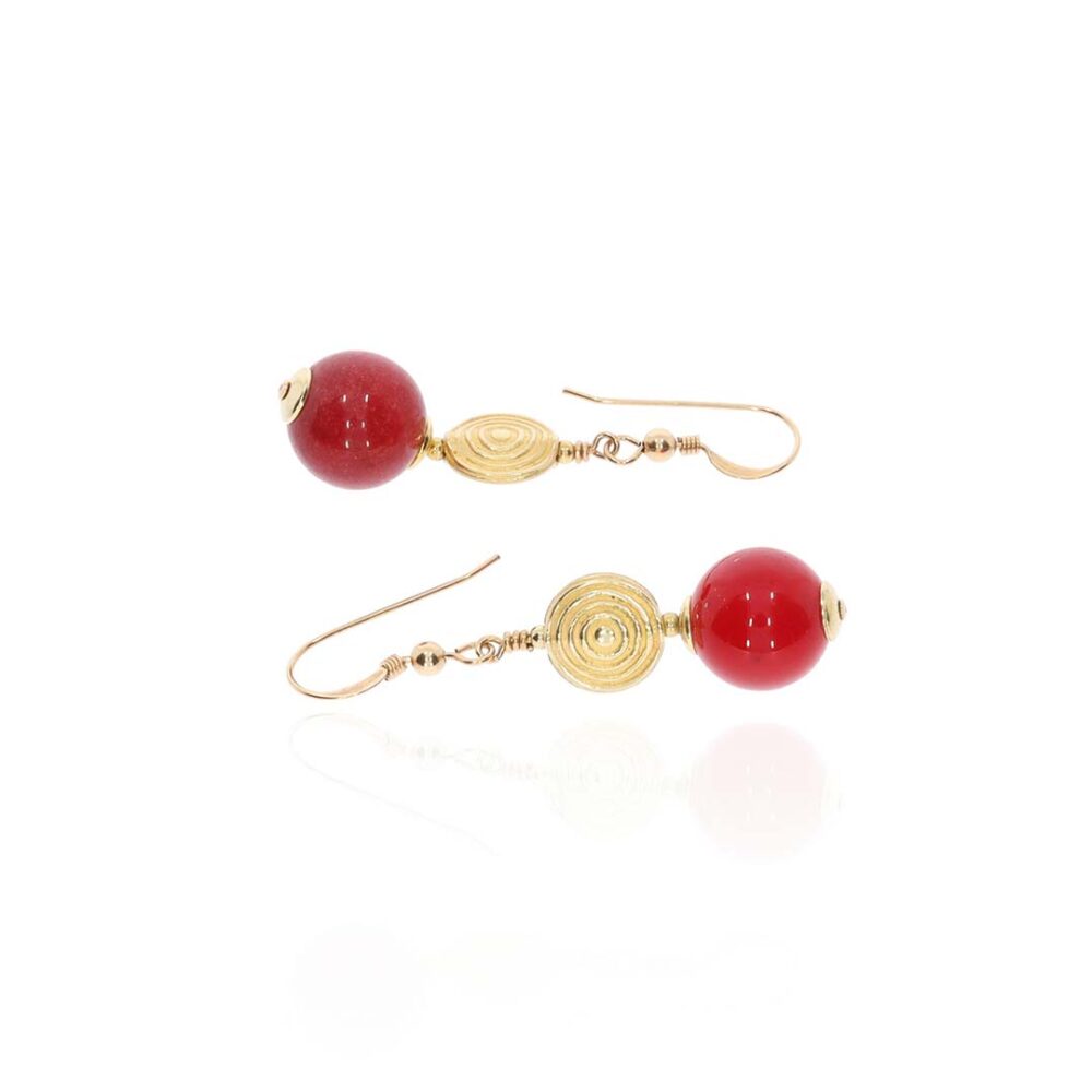 Naja Red Agate Gold Filled Drop Earrings Heidi Kjeldsen Jewellery ER4720 white1