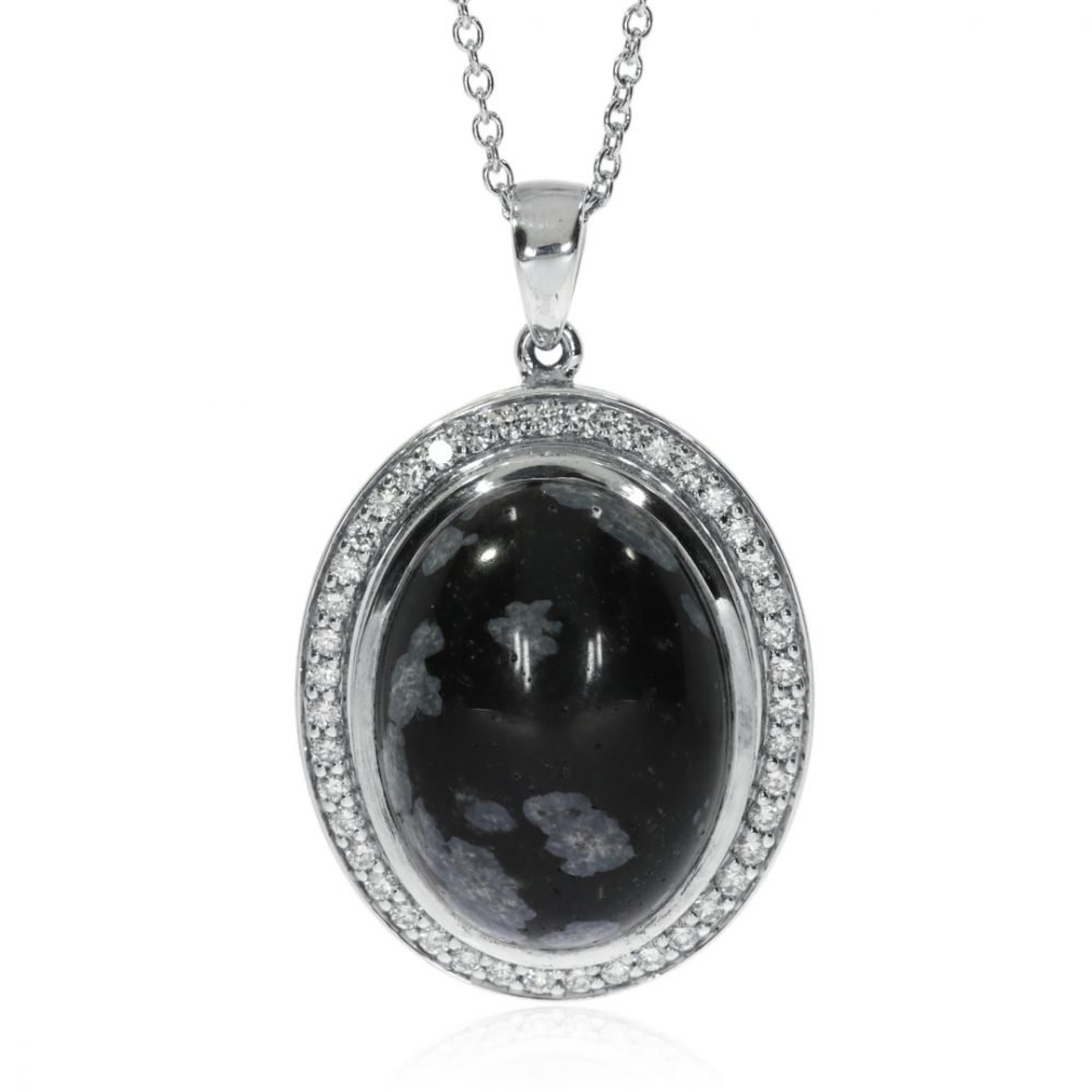 Snowflake Obsidian and Diamond Pendant By Heidi Kjeldsen Jewellery P1303 Face