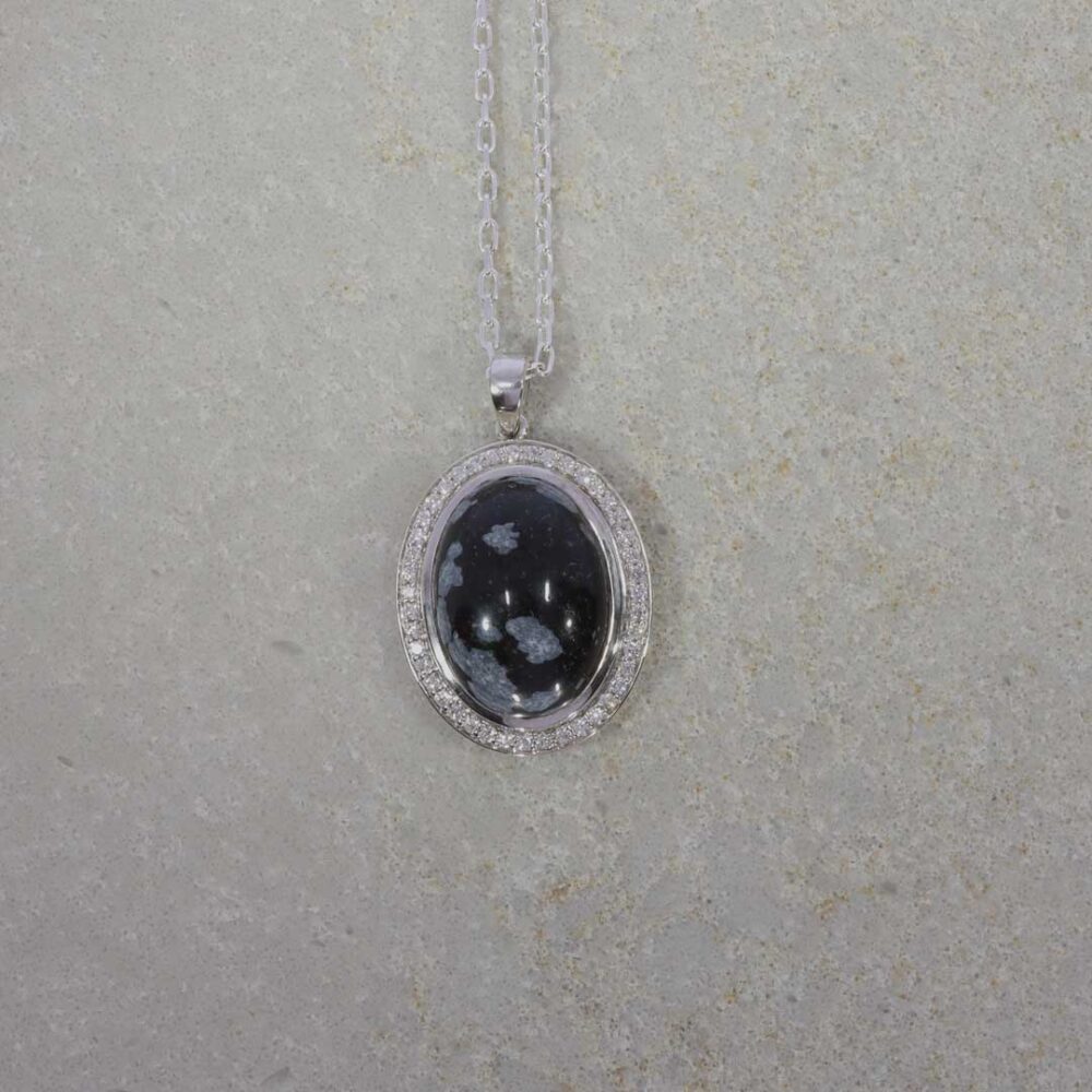 Snowflake Obsidian and Diamond Pendant by Heidi Kjeldsen Jewellery P1303 Still