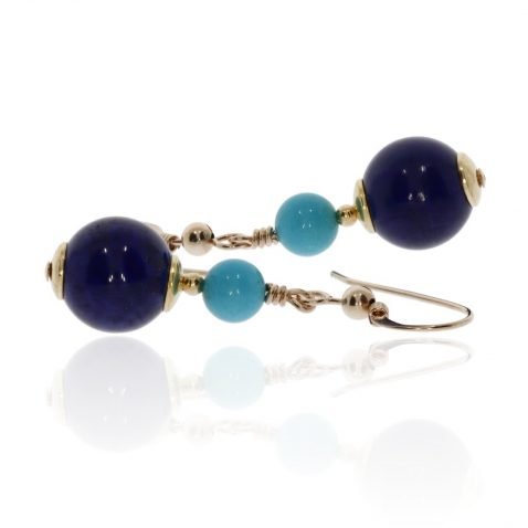 Turquoise and Lapis Lazuli Drop Earrings By Heidi Kjeldsen Jewellery ER4717 ER4752 Side