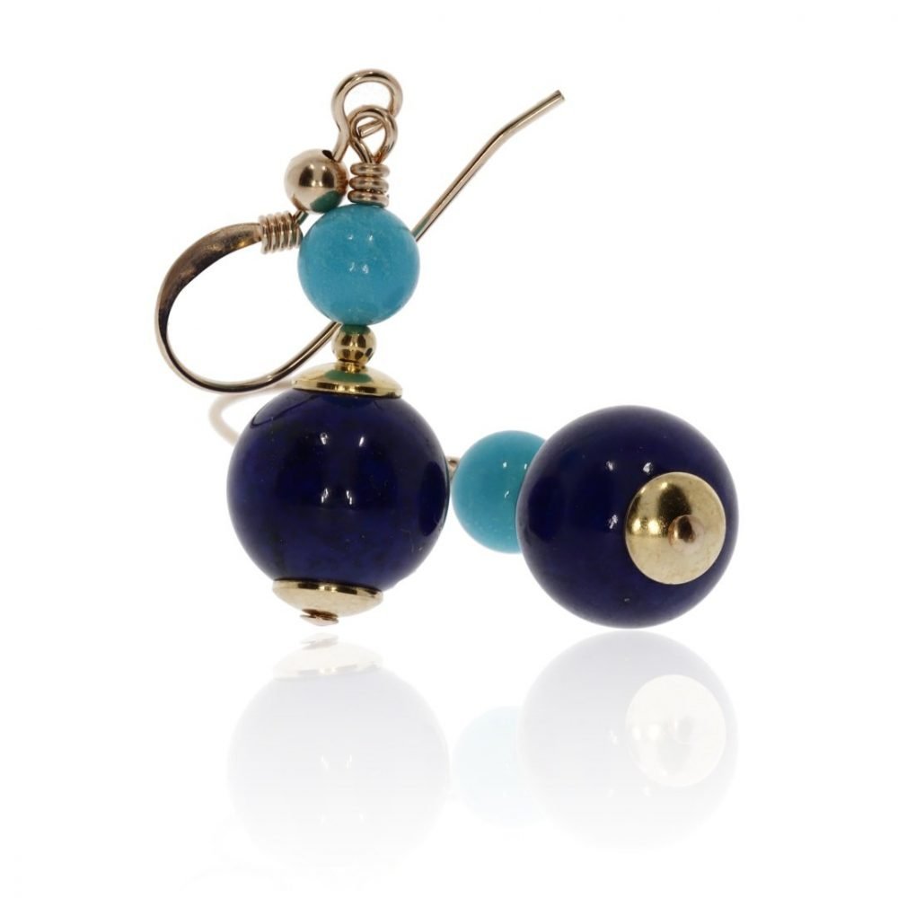 Turquoise and Lapis Lazuli Drop Earrings By Heidi Kjeldsen Jewellery ER4717 ER4752 Stack