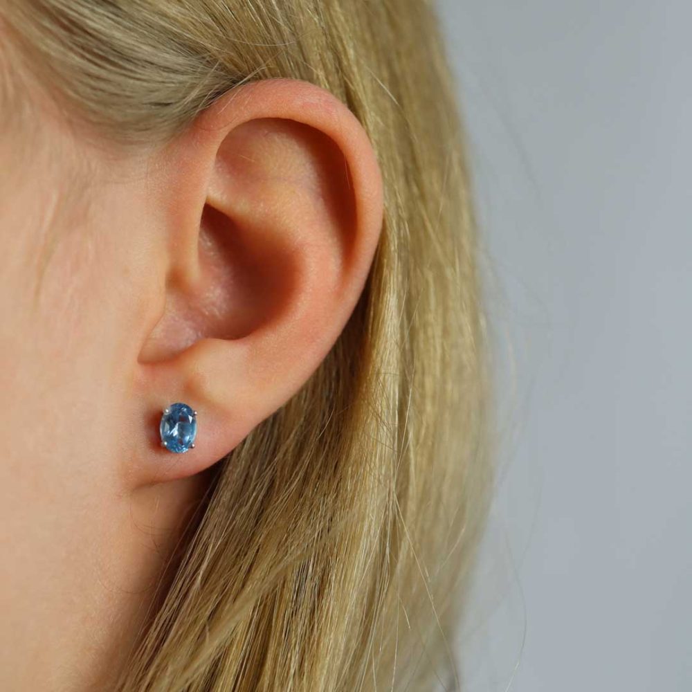 Blue Topaz Oval Earrings By Heidi Kjeldsen Jewellery Model