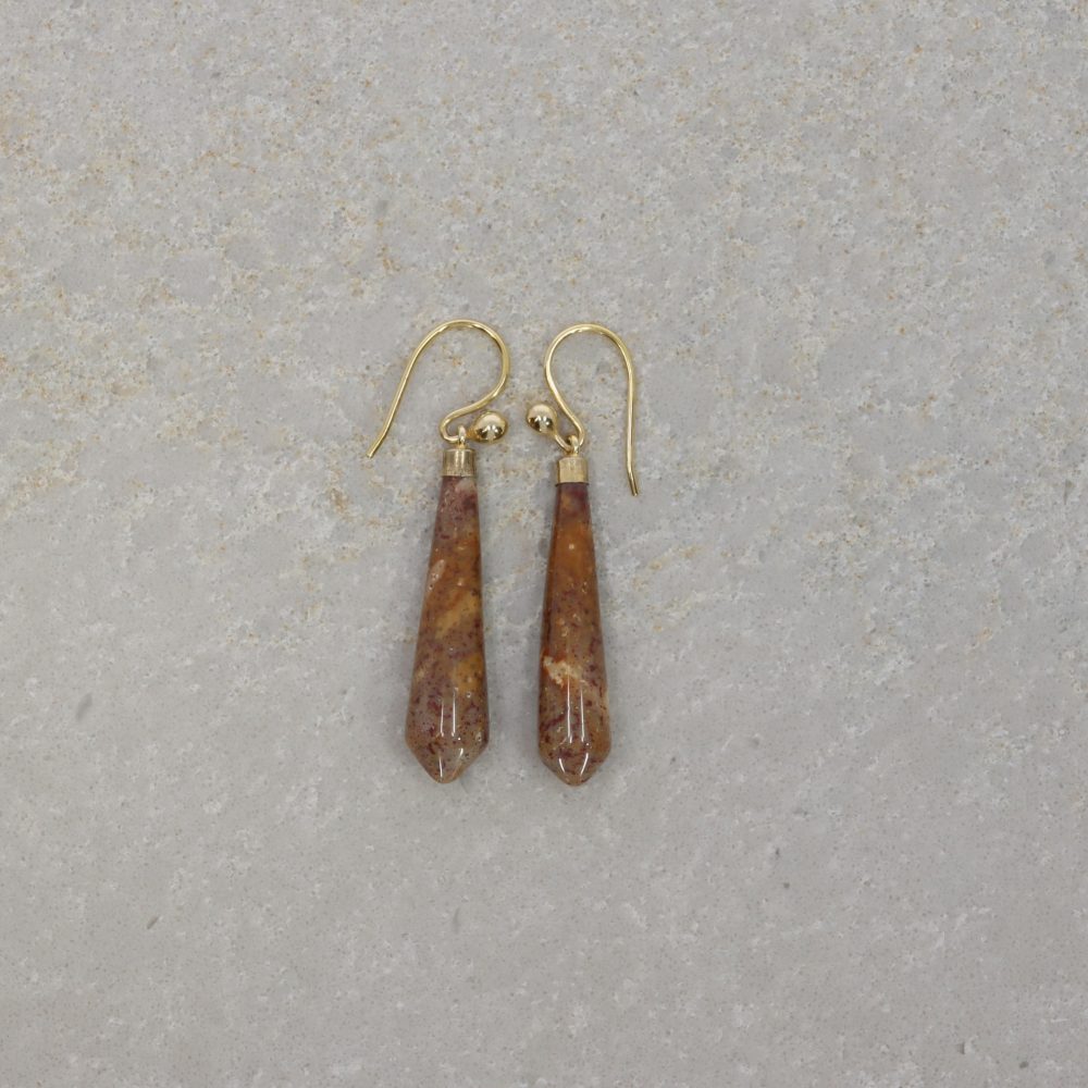 Brown Agate And Gold Drop Earrings Heidi Kjeldsen Jewellery