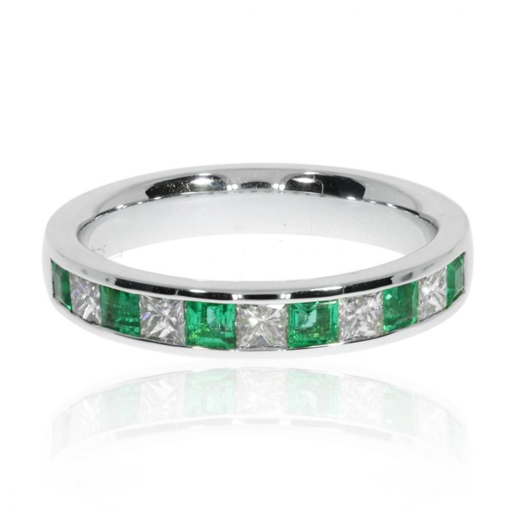 Emerald and Diamond Eternity Ring By Heidi Kjeldsen Jewellers R1588 front