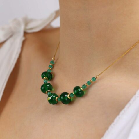Heidi Green and Yellow Glass Necklace Heidi Kjeldsen Jewellers NL1179