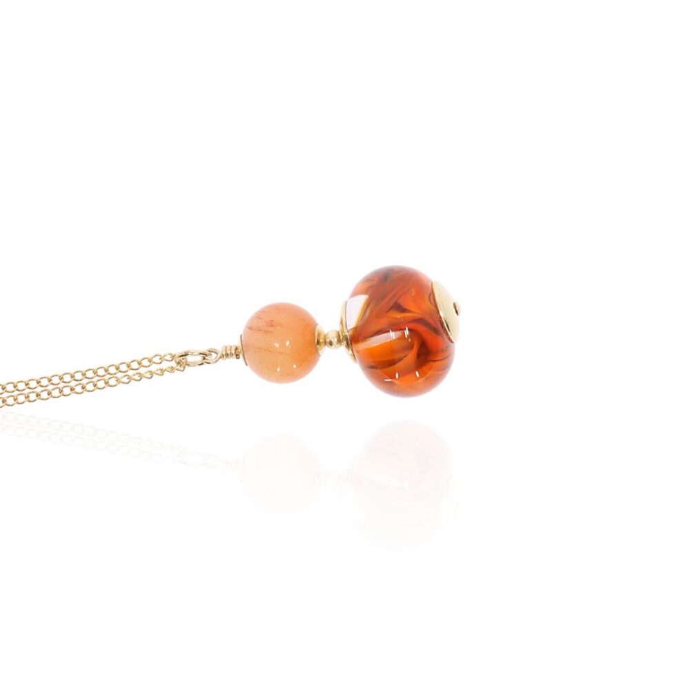 Heidi Orange Swirl Murano Glass Pendant Heidi Kjeldsen Jewellery P1381 white
