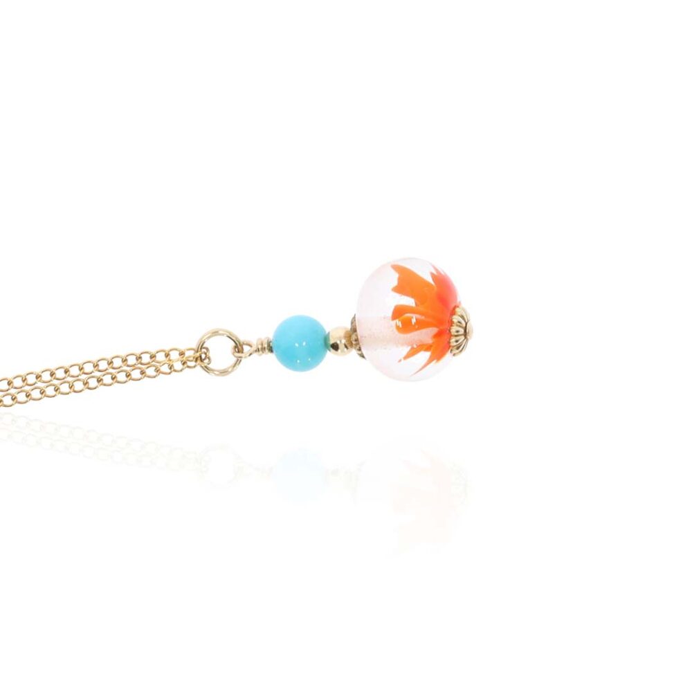 Heidi Orange Turquoise Murano Glass Pendant Heidi Kjeldsen Jewellery P1350 white