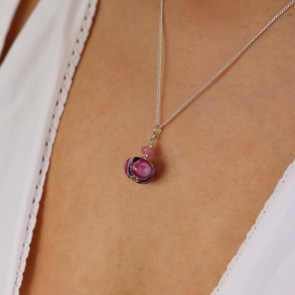 Heidi Pink Purple Glass Pendant Heidi Kjeldsen Jewellers P1348