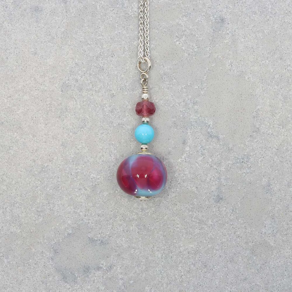 Heidi Pink Turqouise Murano Glass Pendant Heidi Kjeldsen Jewellery P1347 still
