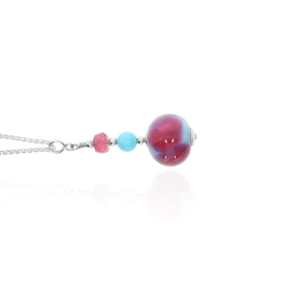 Heidi Pink Turqouise Murano Glass Pendant Heidi Kjeldsen Jewellery P1347 white