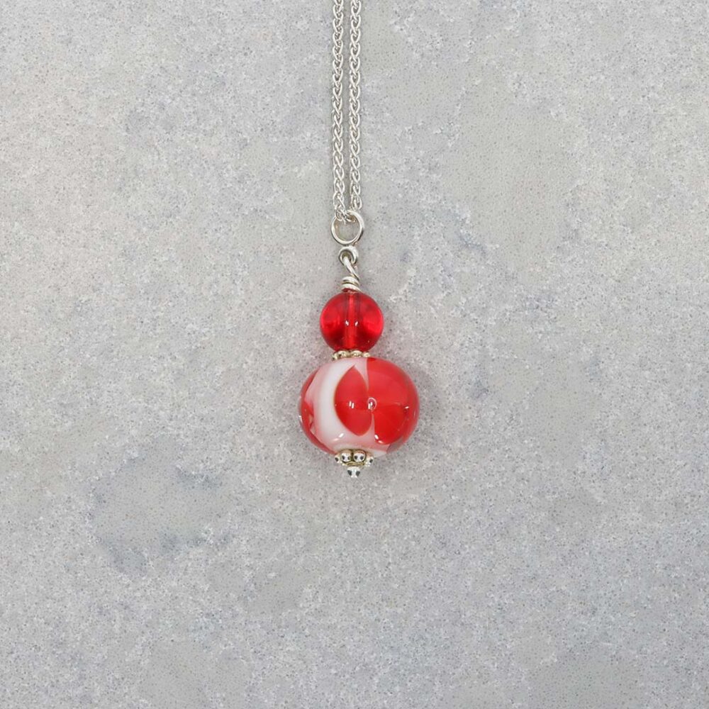 Heidi Red White Floral Murano Glass Pendant Heidi Kjeldsen Jewellery P1328 still