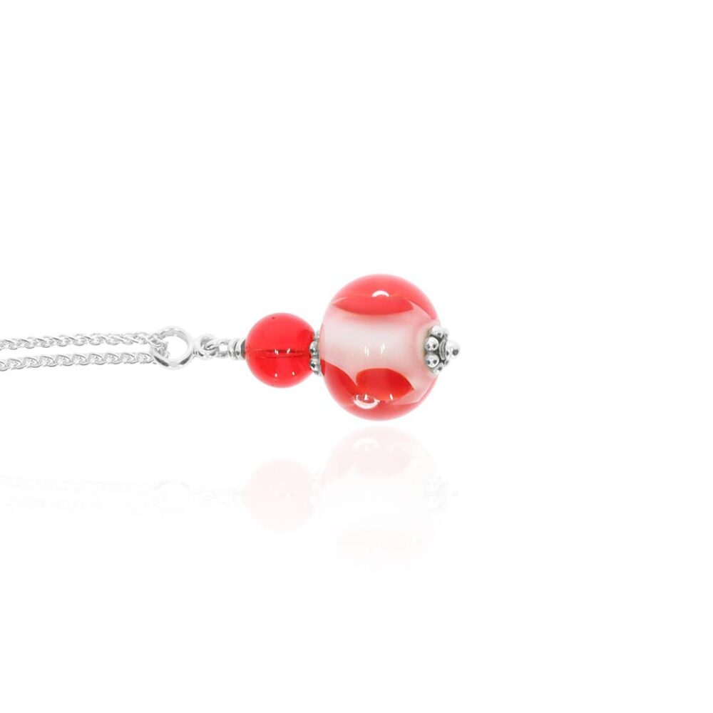 Heidi Red White Floral Murano Glass Pendant Heidi Kjeldsen Jewellery P1328 white