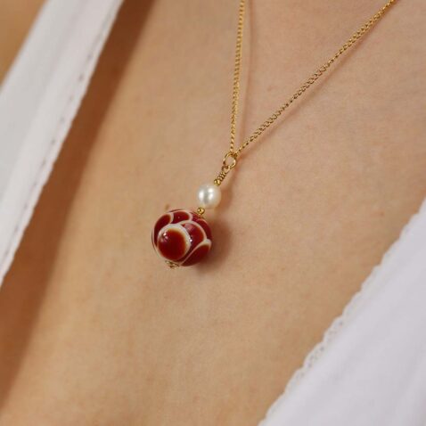 Heidi Red and White Glass Pendant Heidi Kjeldsen Jewellers P1354