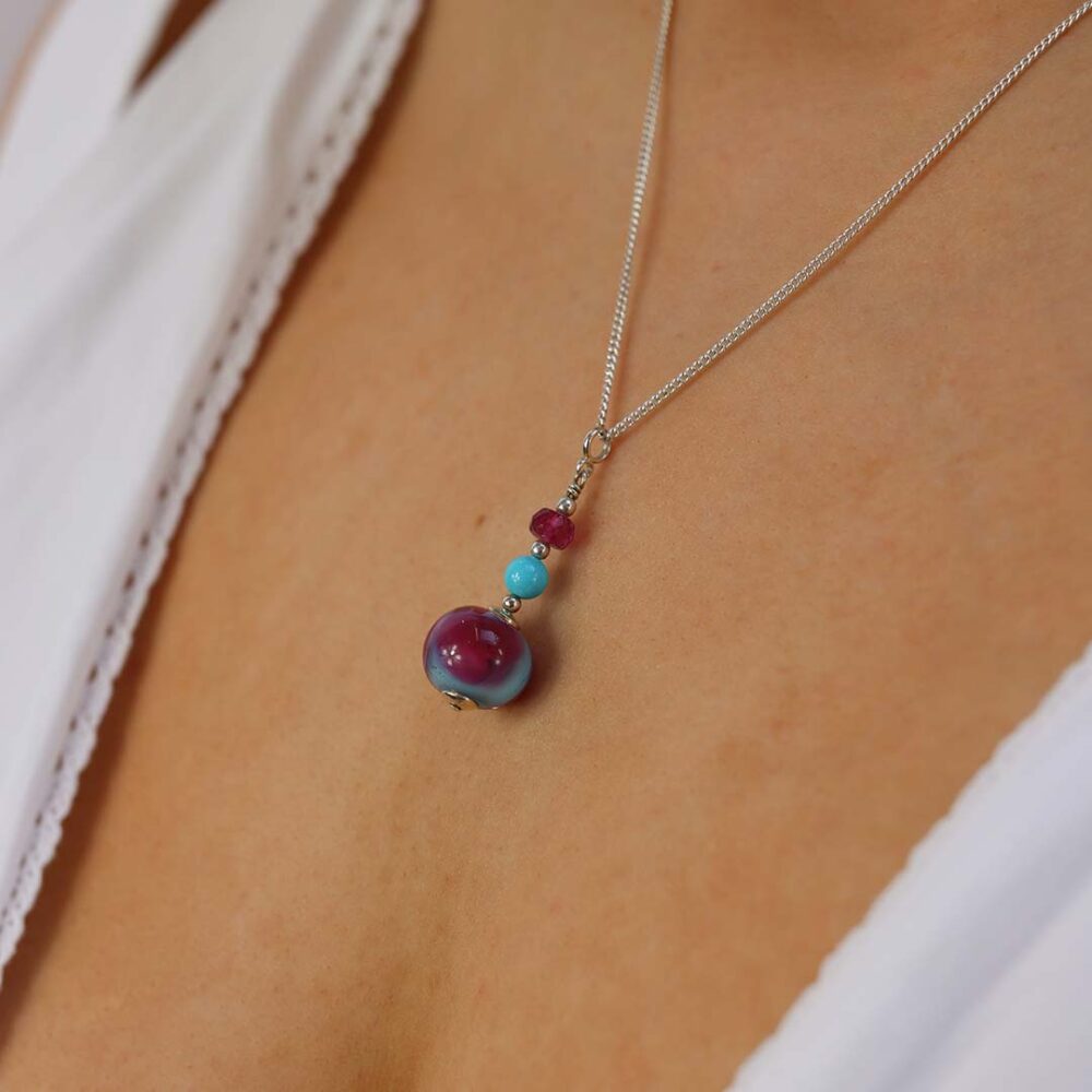 Heidi Tuquoise Tourmaline Glass Pendant Heidi Kjeldsen Jewellers P1347