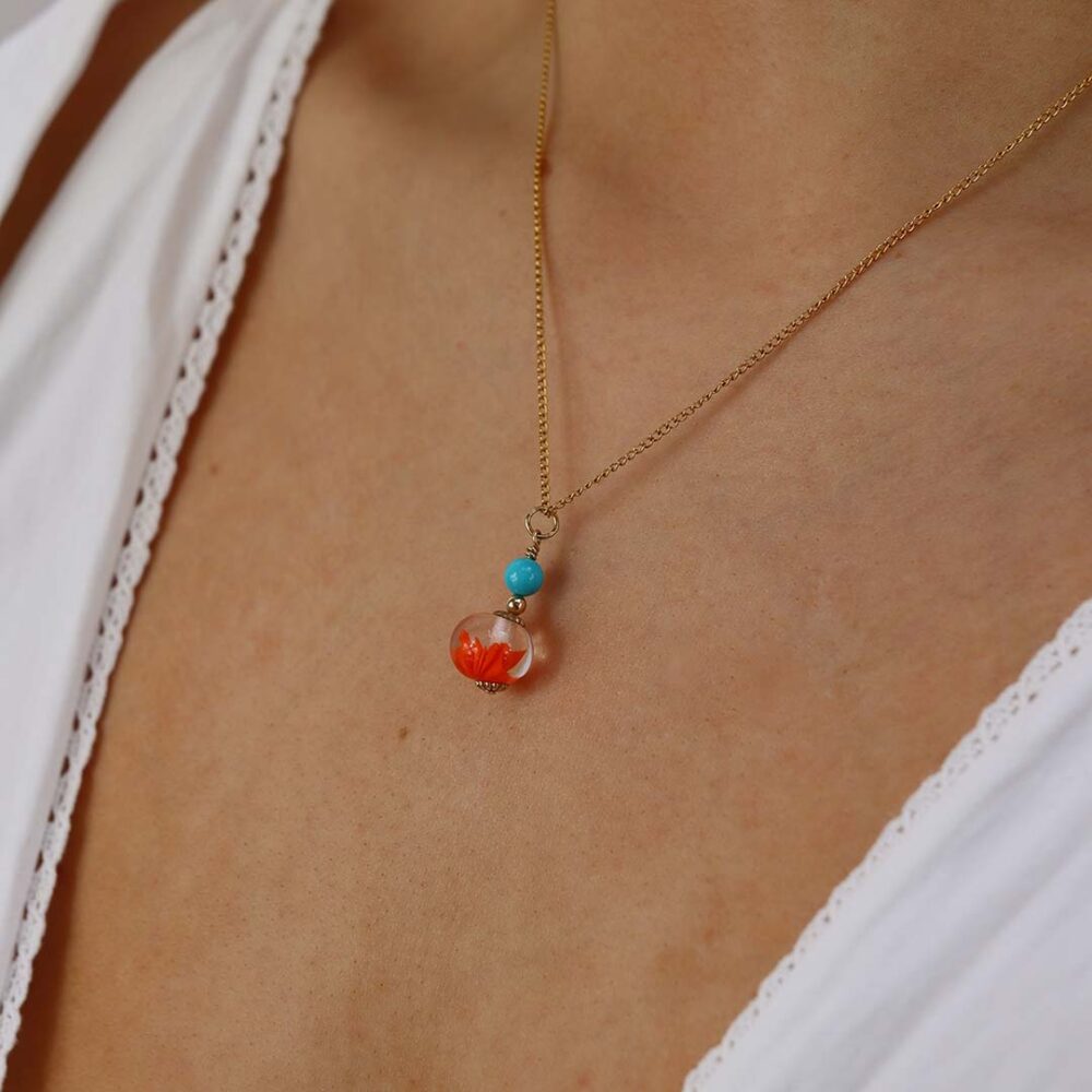 Heidi Turquoise Orange Glass Pendant Heidi Kjeldsen Jewellers P1350