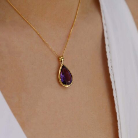 Viola Amethyst Pear Shaped Pendant Heidi Kjeldsen Jewellers Amypen01