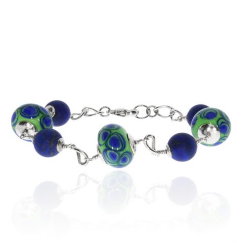 Blue and green Murano Glass Bracelet by Heidi Kjeldsen Jewellers BL1349 Circle