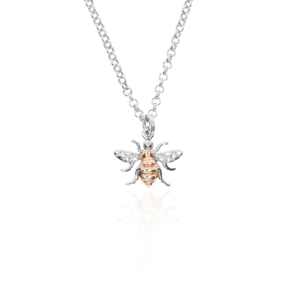Espen Sterling Rose Gold Bee Pendant Heidi Kjeldsen Jewellery P1394 white