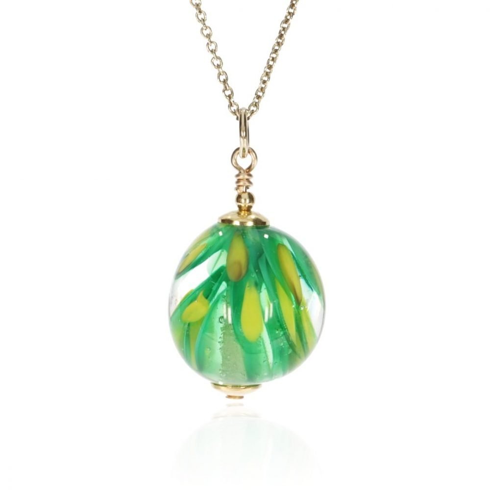 Green Yellow Murano Glass Pendant by Heidi Kjeldsen Jewellery P1366 Front