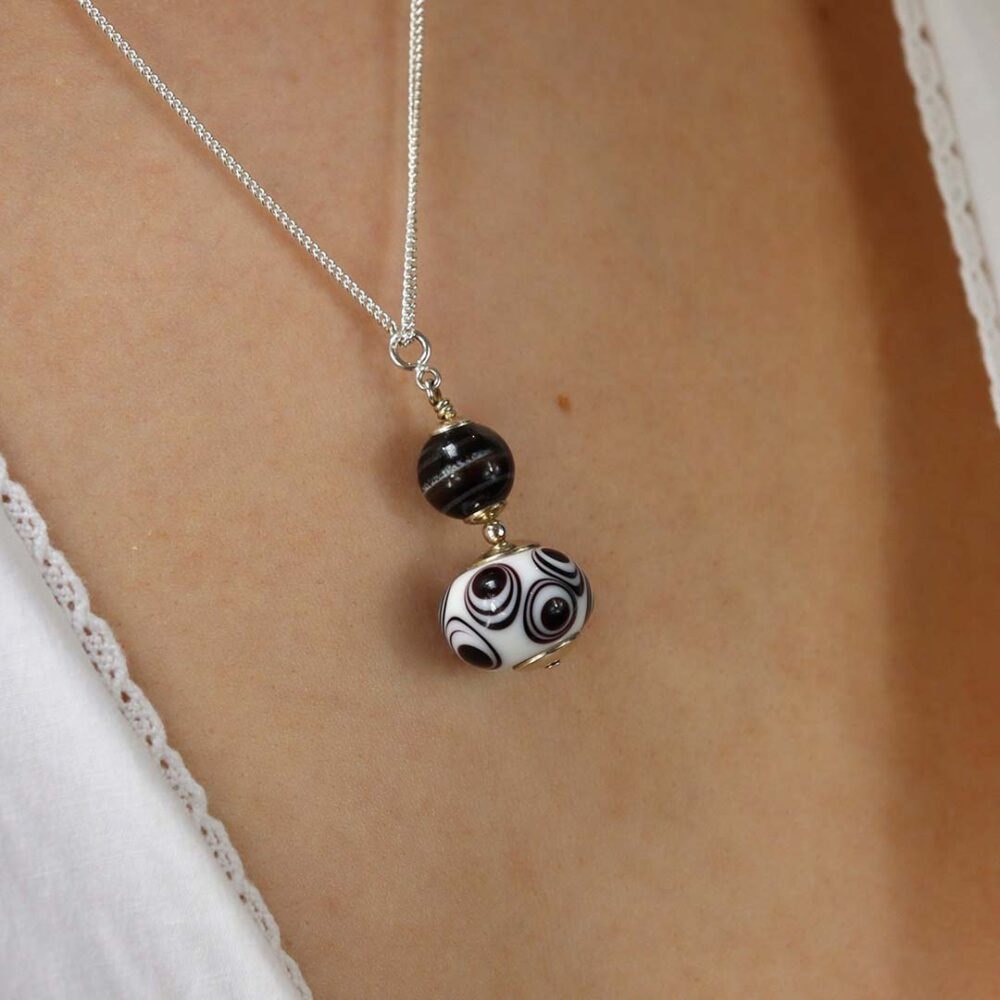 Heidi Black and White Glass Pendant Heidi Kjeldsen Jewellers P1377