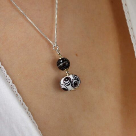 Heidi Black and White Glass Pendant Heidi Kjeldsen Jewellers P1377