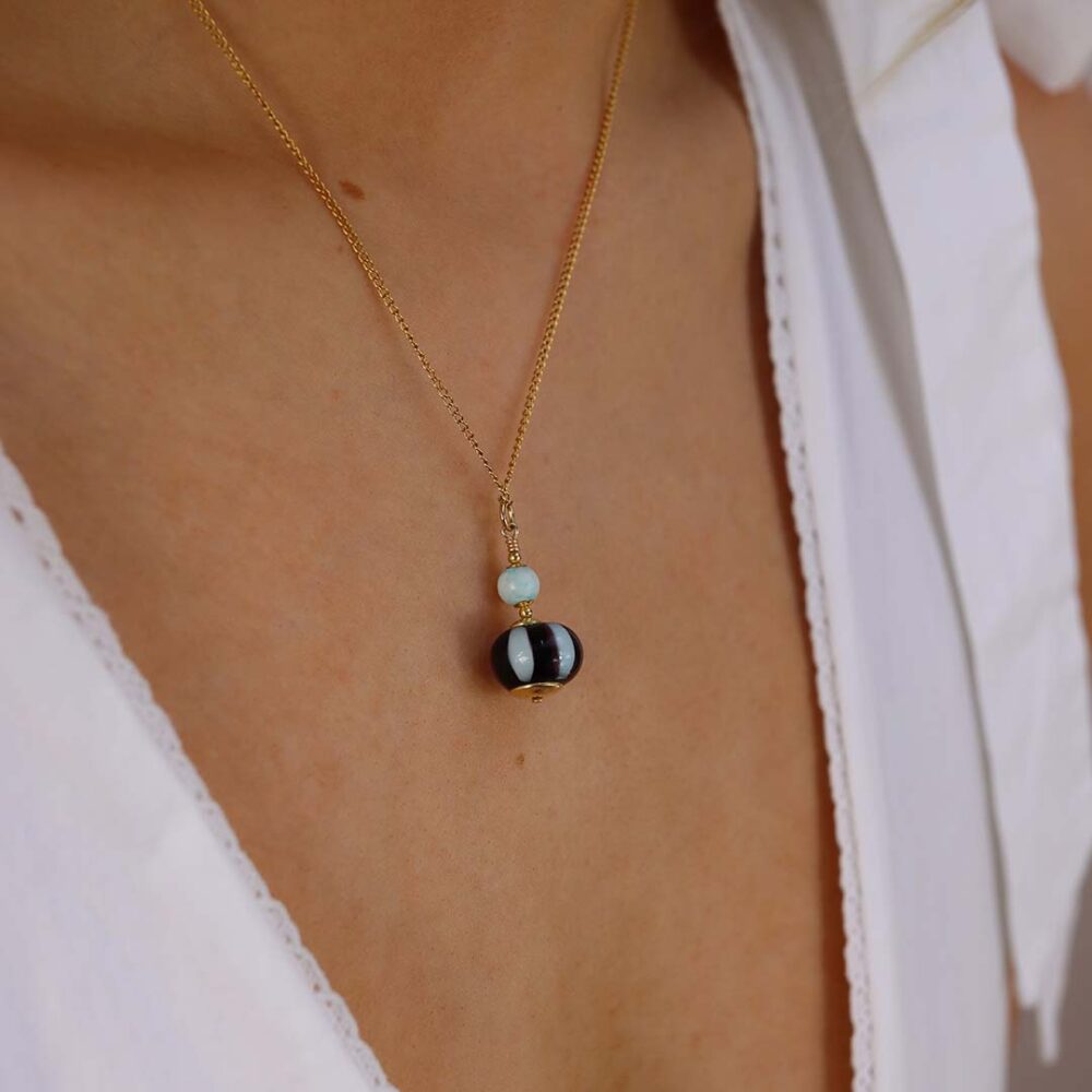 Heidi Blue Dark Purple Glass Pendant Heidi Kjeldsen Jewellers P1367