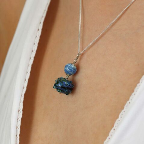 Heidi Blue Glass Pendant Heidi Kjeldsen Jewellers P1384