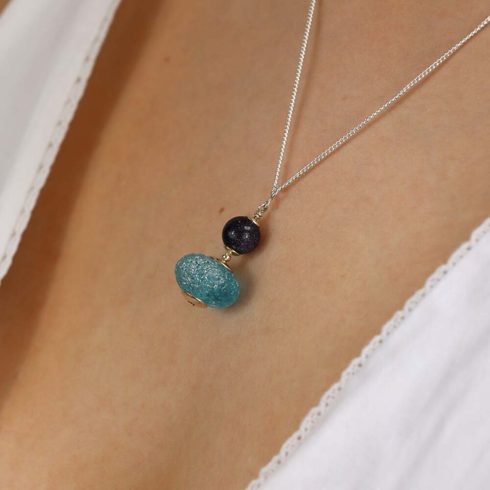 Heidi Frosted Blue Glass Pendant Heidi Kjeldsen Jewellers P1379