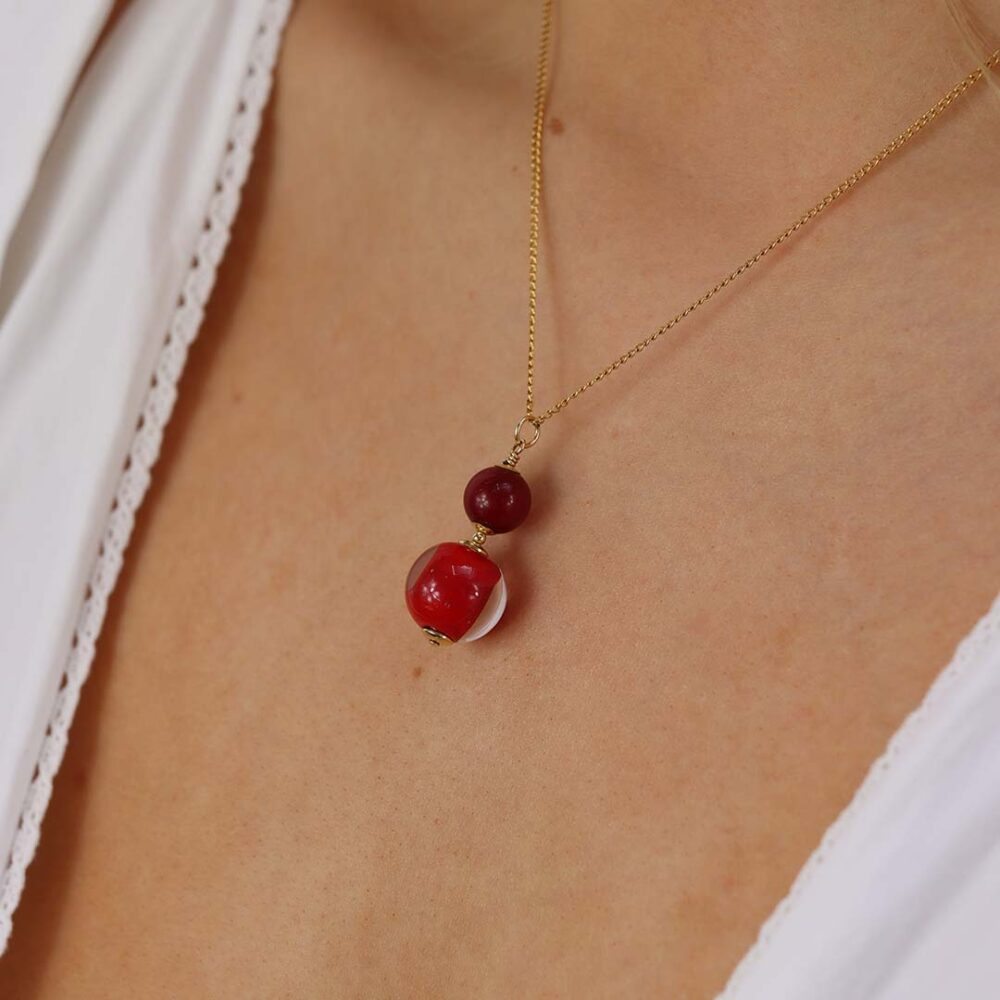 Heidi Red Glass and Agate Heidi Kjeldsen Jewellers P1385