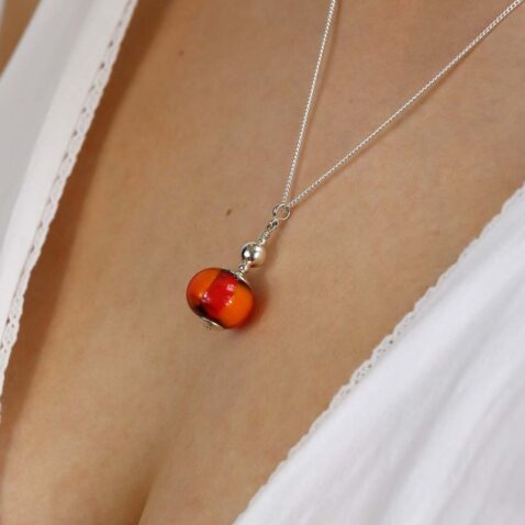 Heidi Red and Orange Glass Pendant Heidi Kjeldsen Jewellers P1363