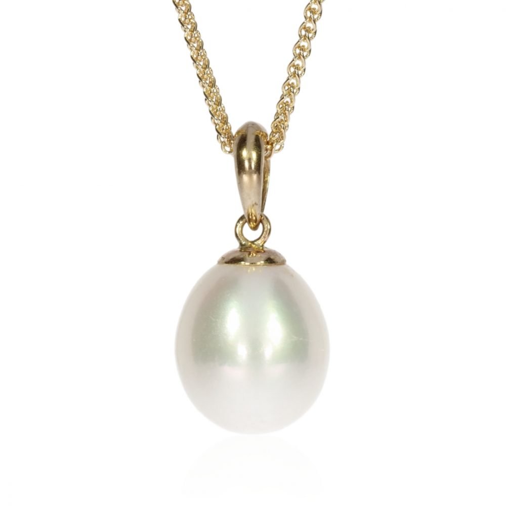 Beautiful white lustrous drop pearl pendant by Heidi Kjeldsen Jewellery P498 Face