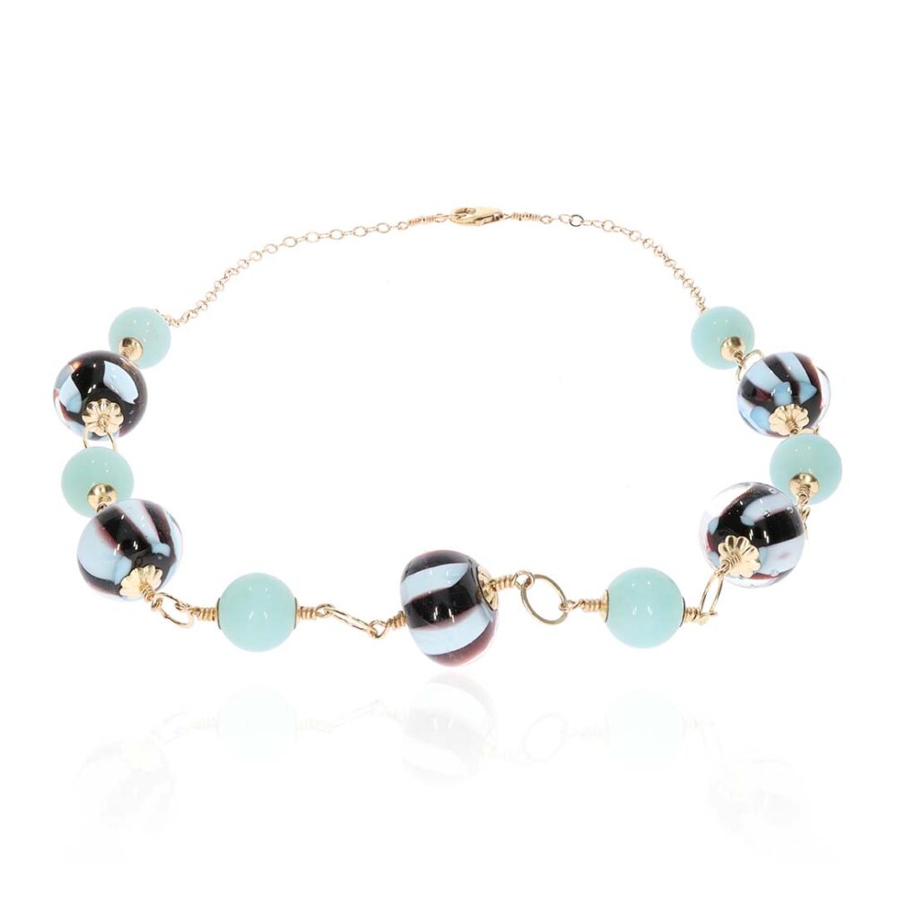 Heidi Amazonite Murano Glass Necklace Heidi Kjeldsen Jewellery Model NL1248 white