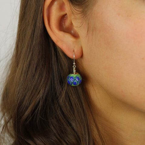 Heidi Blue Green Glass Drop Earrings Heidi Kjeldsen Jewellery model ER2484