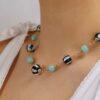 Heidi Green Amazonite and Striped Glass Necklace Heidi Kjeldsen Jewellers NL1248