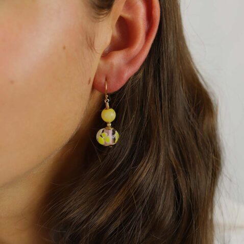 Heidi's Yellow Floral Glass Earrings Heidi Kjeldsen Jewellery model ER2496