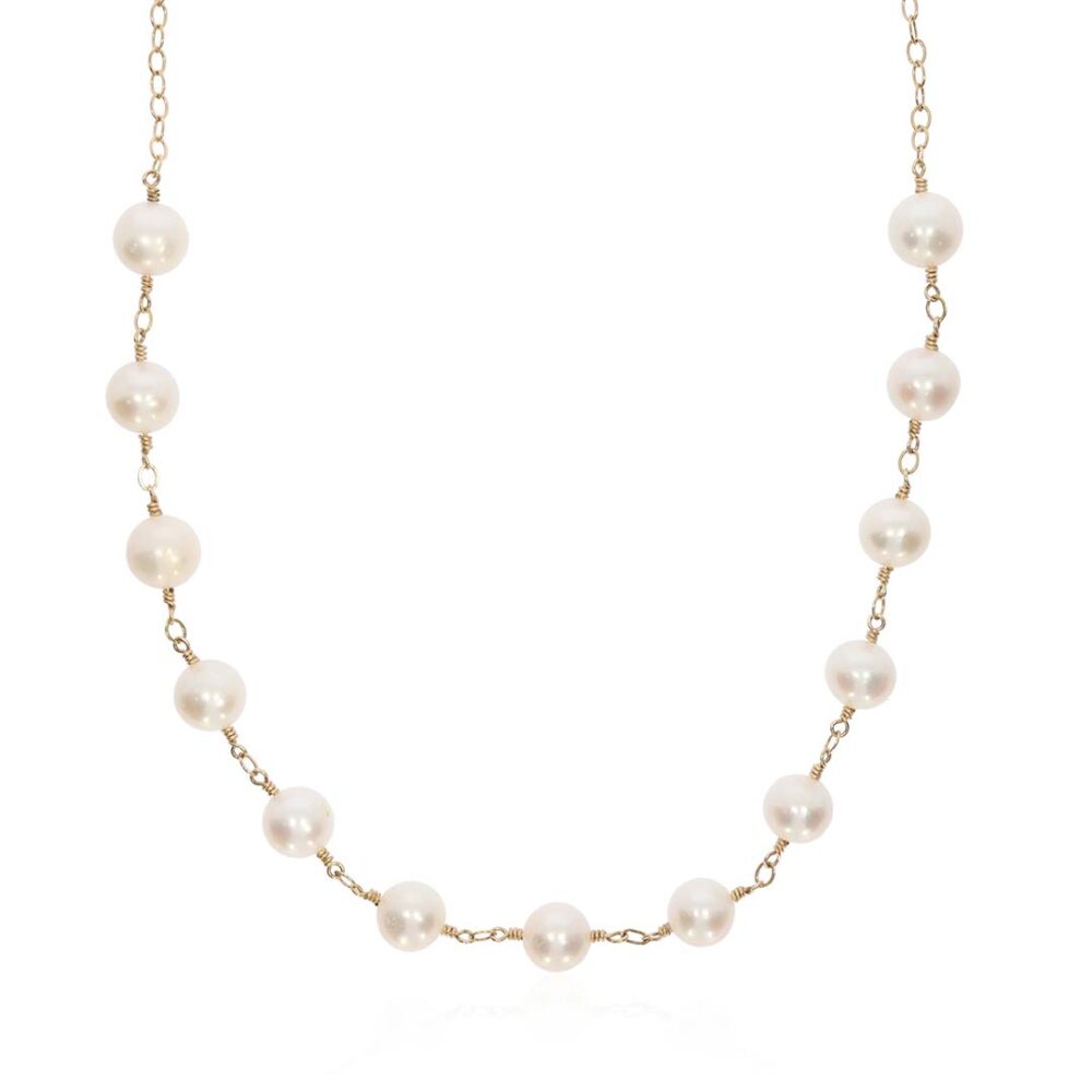 Margit Cultured Pearl Goldfilled Wire Wrapped Necklace Heidi Kjeldsen Jewellers NL1240 white1