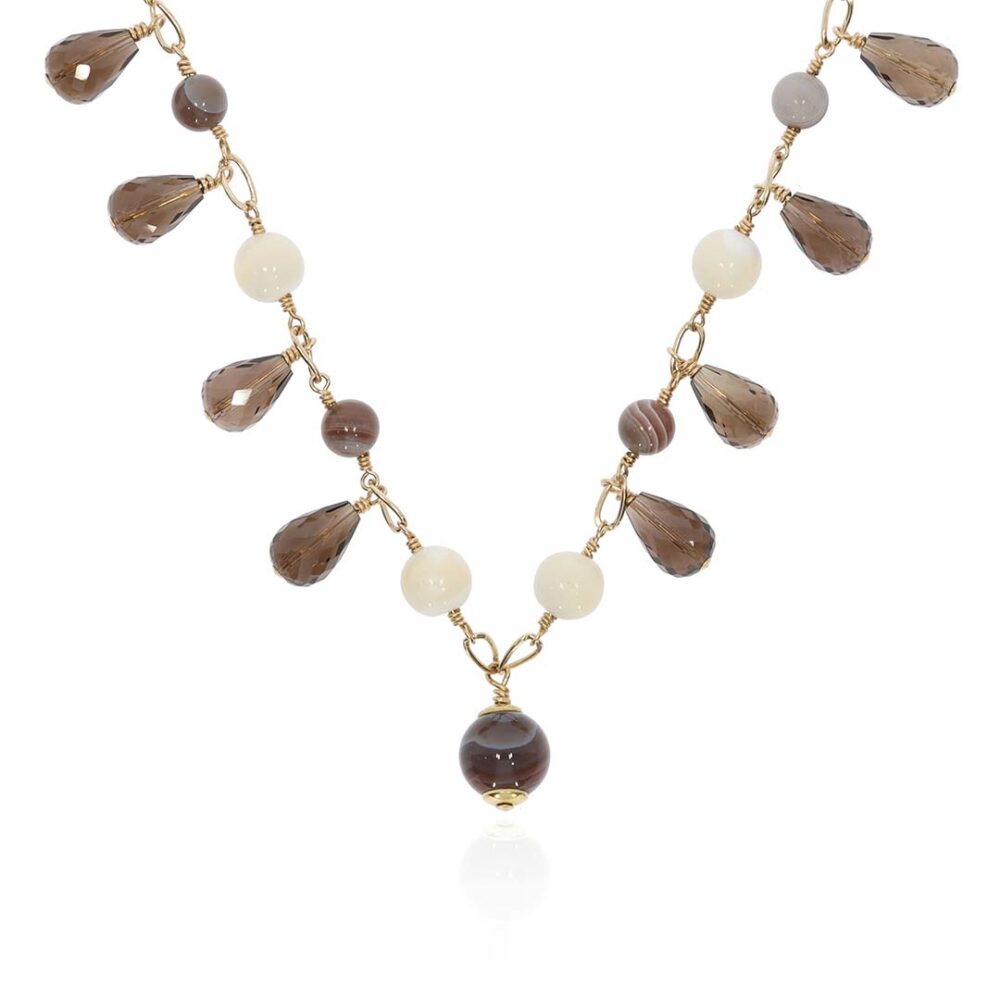 Naja Gemstone Mother Of Pearl Necklace Heidi Kjeldsen Jewellers NL1241 white